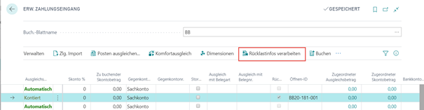 Rücklastinfos Verarbeiten