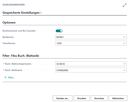 Scheckeinreicher Druck RequestPage