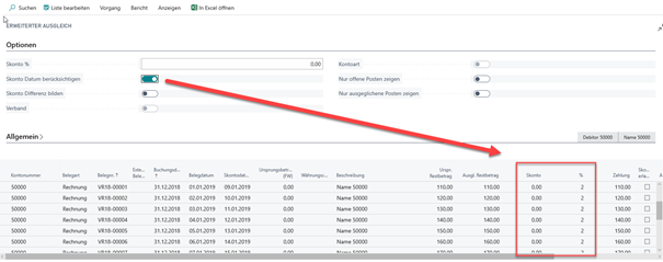 Skontodatum Berücksichtigen aktiviert