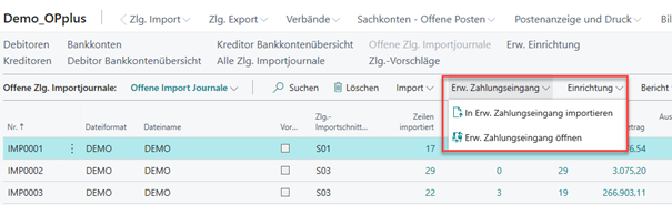 Erw. Zahlungseingang im Journal