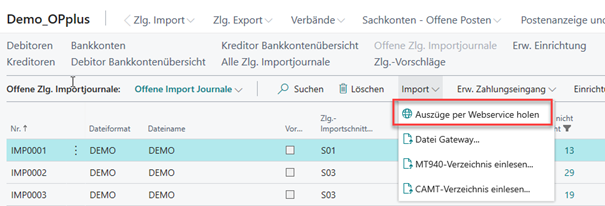 Auszüge per Webservice holen