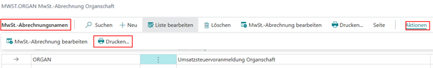 Abrechnungsnamen - Drucken