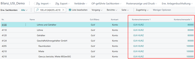 Zuordnung Kontenschema