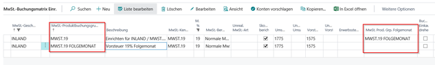 MwSt.-Buchungsmatrix