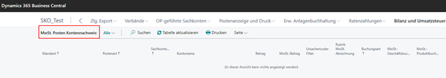 MwSt.-Posten Kontennachweis