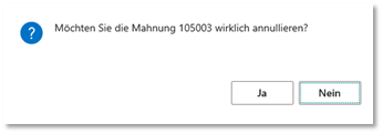 Abfrage Mahnung annullieren