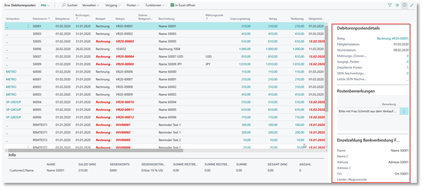 Factboxes Debitorenposten