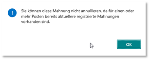 Fehler bei weiterer Mahnung