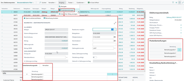 Postenbemerkungen nach Buchung
