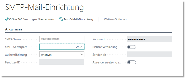 SMTP Einrichtung