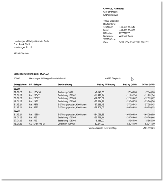 Saldobestätigung Dritte Seite