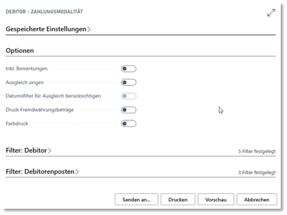 Zahlungsmodalität Optionen