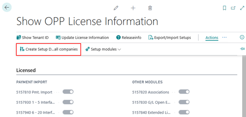 Create Setup Data