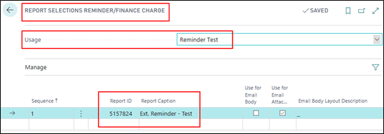 Setup ext. Reminder - Test