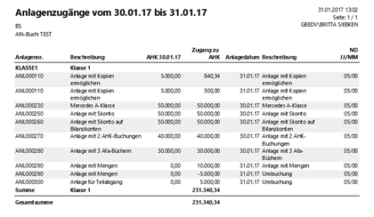 Asset Additions Report