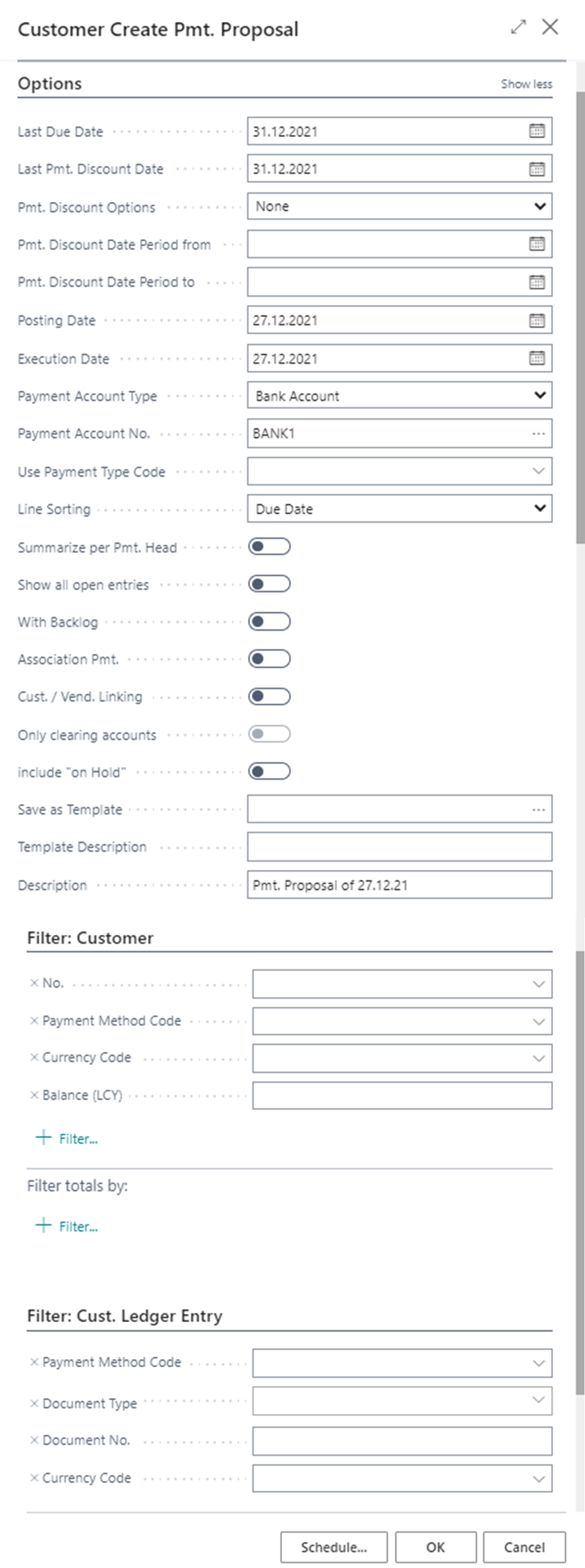 Role Center access Customer Payment Proposal