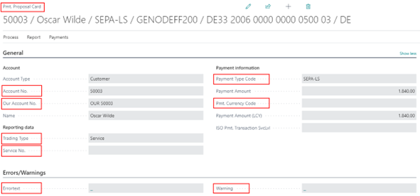 Payment proposal card header tab