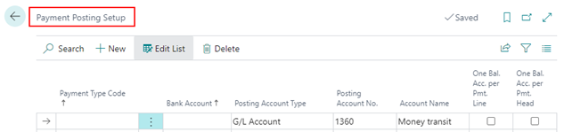 Payment Posting setup example
