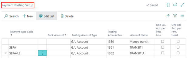 Payment Posting setup example