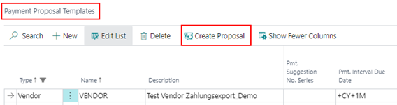 Create vendor payment proposal Role Center