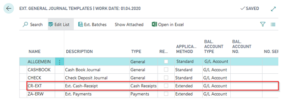 Ext. Gen. Journal Templates