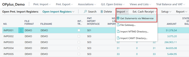 Get Statements via Webservice Action