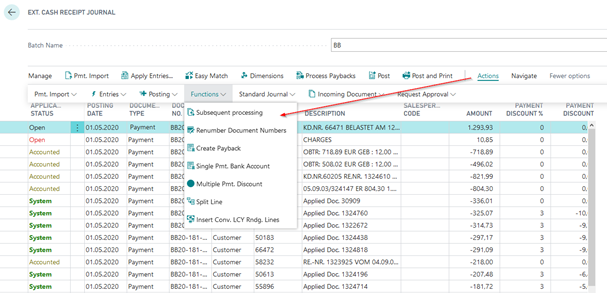 Subsequent processing Action