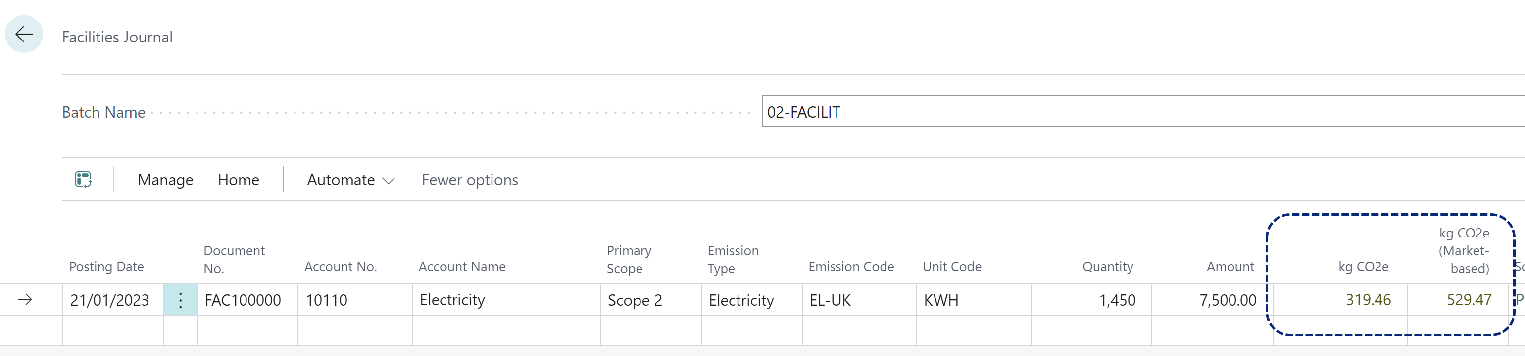 Select kgCO2e