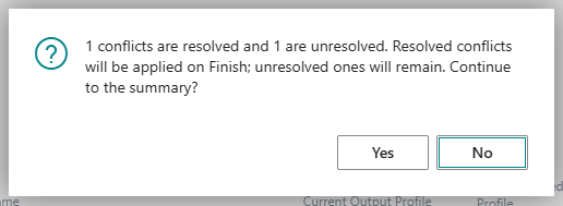 Conflict resolution confirmation