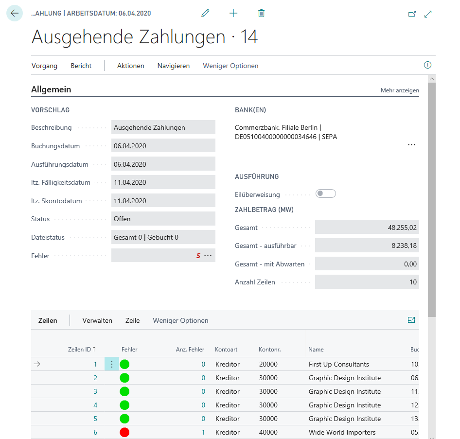 Ausgehende Zahlung