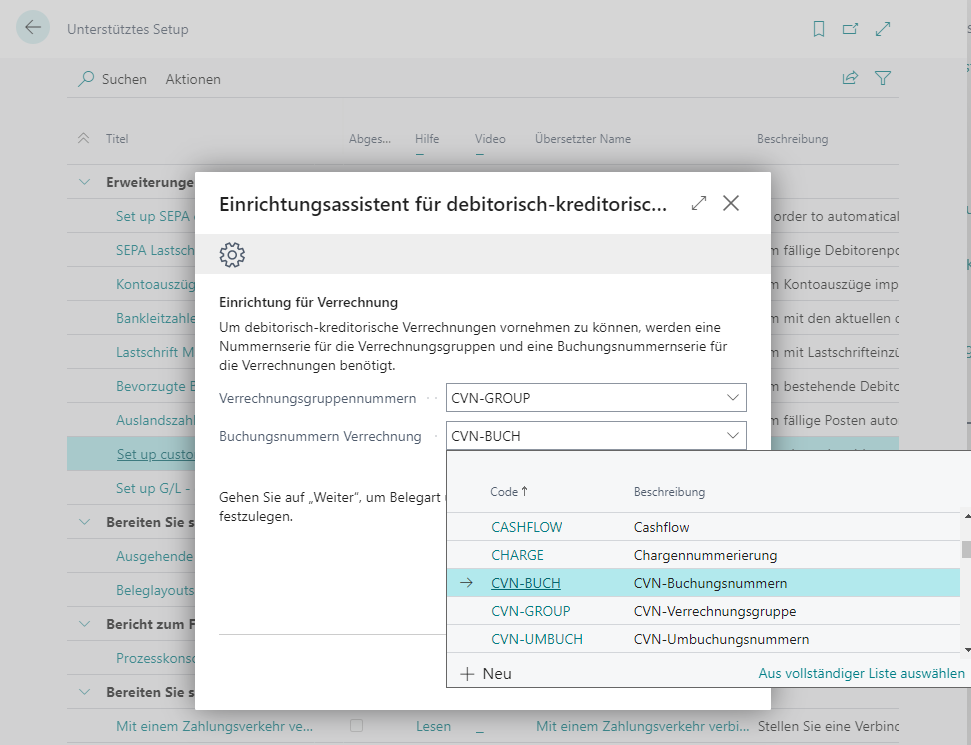 Assistent Debitorische-kreditorische Verrechnung Nummernserien