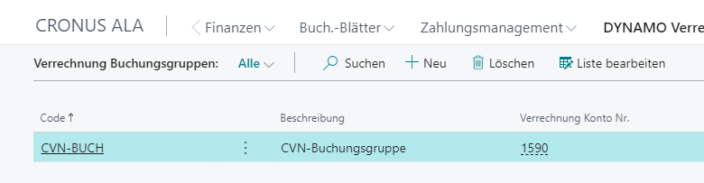 Verrechnung Buchungsgruppen