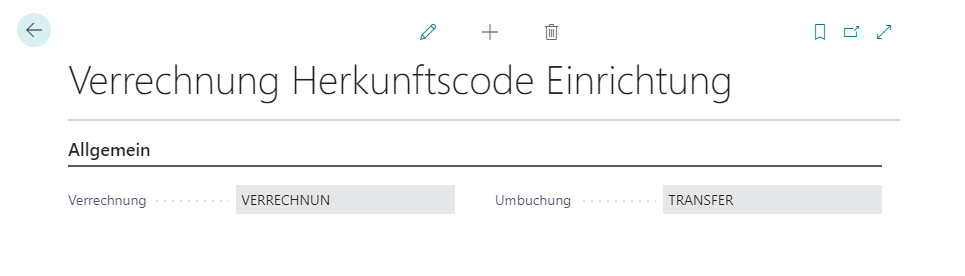 Verrechnung Herkunftscodes Einrichtung