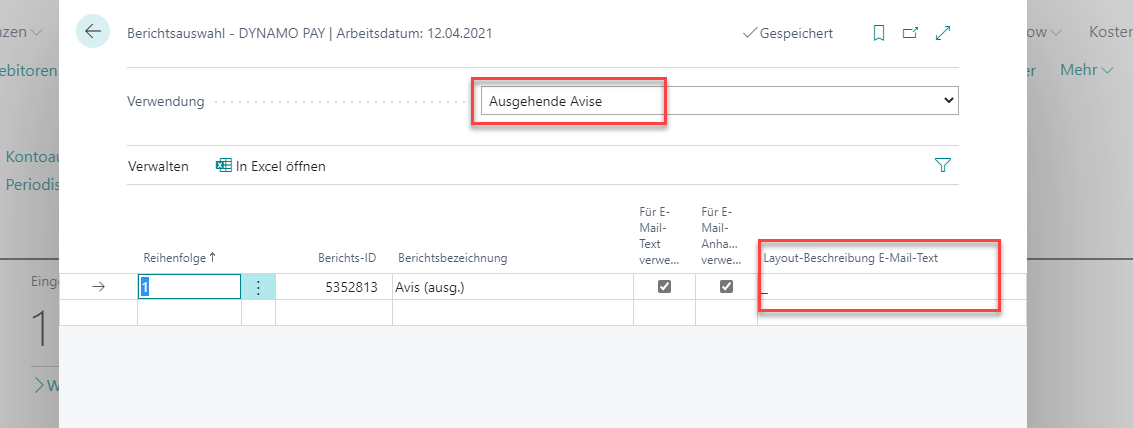 Berichtsauswahl - DYNAMO PAY