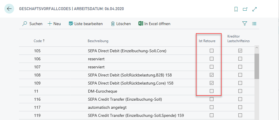 Transaction Codes