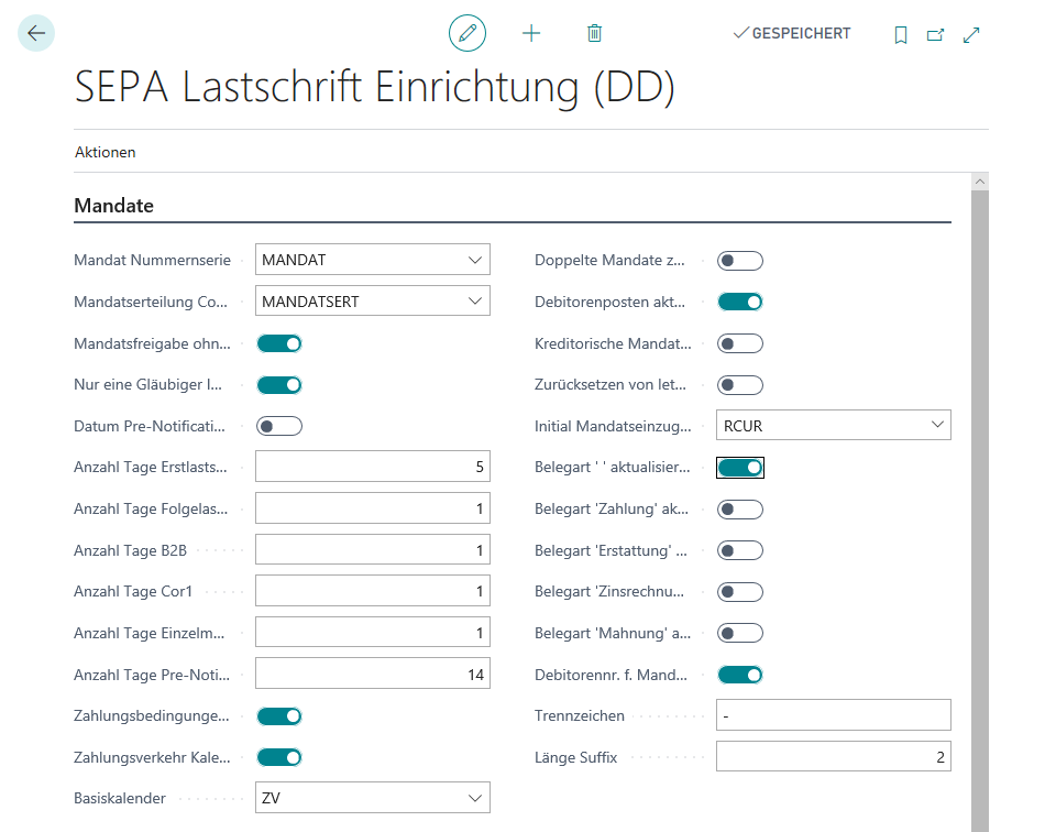 SEPA DD Setup - Mandate