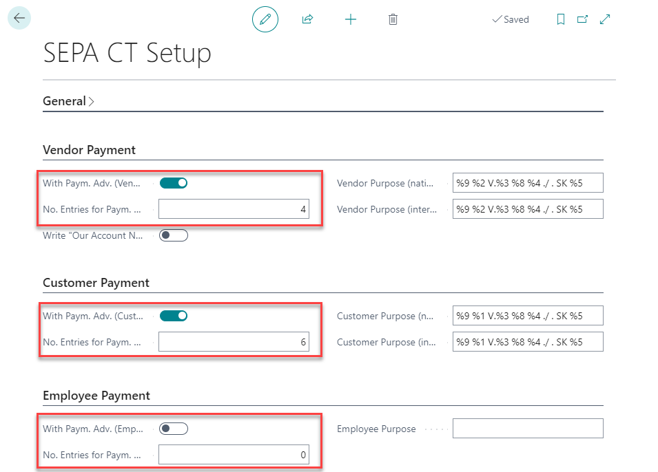 Advice in SEPA CT Setup