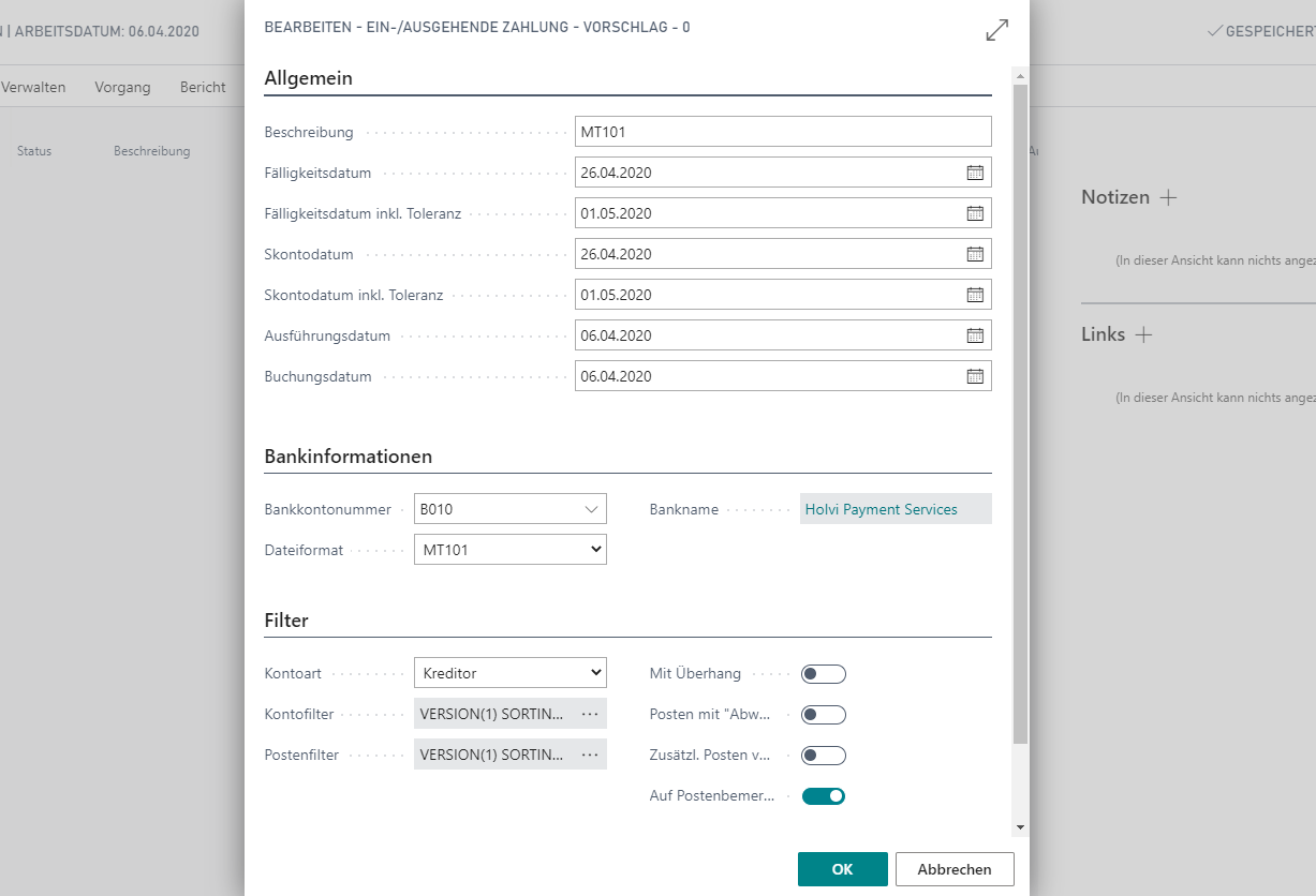 Incoming / Outgoing Payment - Suggestion MT101